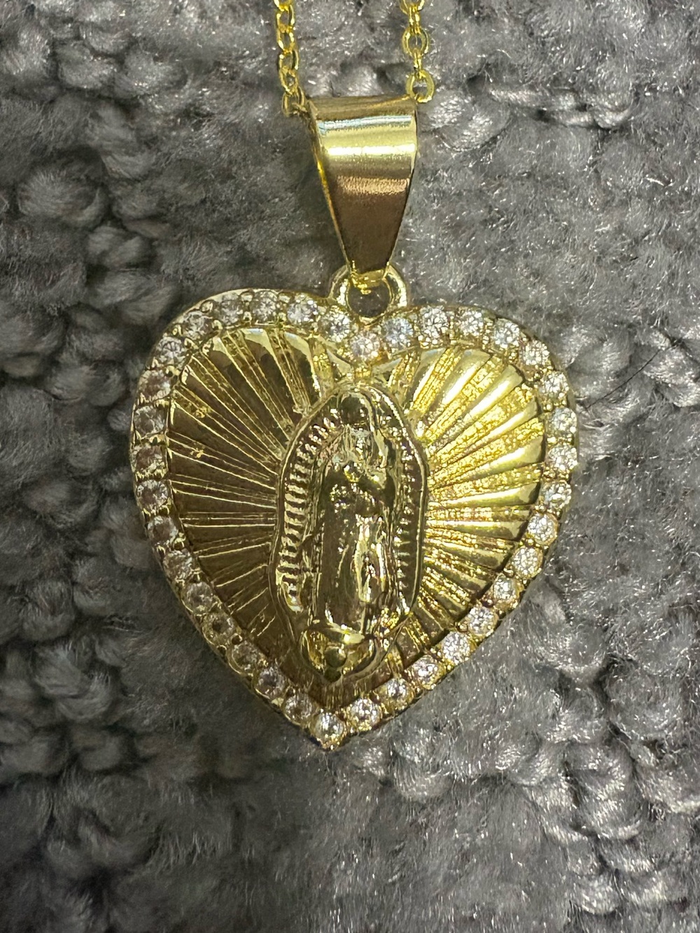 Gold Heart of our Lady of Guadalupe Pendant Necklace - Women Jewelry